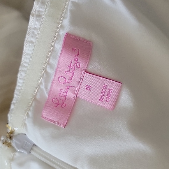 NWT Lilly Pulitzer Blossom Strapless Dress Resort White Wrapping Stripe Silk 14 - Picture 11 of 16
